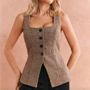 Houndstooth Peplum Top